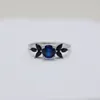 European and American vintage sterling silver S925 spinel accessory stone horse eye black zircon women's ring