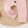 Rompers 0-18M Girls Girls Knoted Romper Baby Ruffles Sweater Sweater Swater Sant с боттонами комбинезон