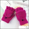 Fingerless Handskar Flip Cover Type Glove Multi Pure Colors Plysch Sticking Exponge Fingers Winter Outside Keep Warm Womens Mitts 3 8lc L2 DHKNS