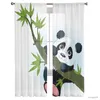 Curtain Bamboo Panda China Cute Tulle Curtains for Living Room Bedroom Decor Chiffon Sheer Kitchen Window Curtain Drapes R230816
