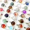 50/100 PCs Novas jóias redondas de pedra de pedra vintage colorida mix anel de pedra aberta e combina com jóias de anel feminino simples por atacado