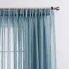 Rideau 350cm haute hauteur rideaux de fenêtre pour salon couleur unie hôtel chambre Tulle rideaux café pure bleu rideaux