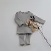 衣類セットスプリング幼児のベビー服の女の子の男の子編みセータートップレギンスパンツ子供パジャマキッズサーマルアンダーウェア0 5Y 230815