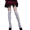 Frauen Socken Oberschenkel hohe lange Strümpfe über Knie Halloween Cosplay Festival Print für Mädchen