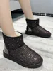 Boots Women Glitter Boots 2023 Short Plush Woman New Warm Soft Ladies Ankle Boot Winter Fur Bling Platform Female Casual Shoes