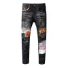 Purple Designer Jeans Men Letter Logo Logo biały czarny rockowy odrodzenie spusty motocyklowe spodnie Man Pant Broken Hole Hafdery Rozmiar 28-40 Jakość Top 877949913