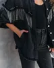 Kurtki damskie czarna dżinsowa kurtka dla kobiet swobodne frędzle dżins streetwear w wieżowce eleganckie zimowe frędzlowe topy 230815
