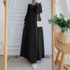 Ethnic Clothing Muslim Maxi Dresses For Women Arabian Simple O-neck Skirt Elegant Dubai Turkey Islamic Saudi Ruffled Edge Plain Dress