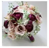 Wedding Flowers Silk Rose Bouquets voor bruidsmeisje kunstmatige pruimen met kerkdecor Ramo de novia para bodas