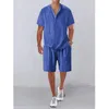 Tracce da uomo da uomo Set di uomini a colore Summer Summer Outfits Shirtshorts a manica corta