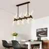 Kronleuchter minimalistische postmoderne schwarze Gold Creative Led Long Branch Kronleuchter mit Acryllampenschatten für Schlafzimmer Wohnzimmer Restaurant