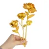 Flores decorativas 1PC Gold Rose Flow Floil Plástico Rosas Artificial Rosas Casamento Dia do Dia dos Namorados Golden para decoração de casa Decoração