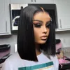 Straight Bob Hair Perücke menschliches Haar Spitze Frontalperücke 180%Dichte vorgezogen 13x4 transparente Spitze vorne Perücken Remy Short 4x4 Spitzenverschluss Perücken