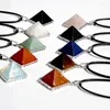 Pendant Necklaces Mini Pyramid Necklace For Men Women Natural Stones Black Obsidian Tiger Eye Reiki Healing Crystal Jewelry Gift