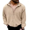 Casual shirts voor heren Europese en Amerikaanse solide kleur Cardigan Shirt Business Light Luxury Trendy lange mouwen