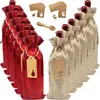 Gift Wrap Linen Wine Bags 12pcs Creative Draw String Bundle Pocket Tags Single Red Champagne Packaging Holiday Party Storage