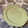 Plates Retro Flower Relief Ceramic Plate Simple Home Kitchen Decor Irregular Dinner Dessert Dishes Dining Table Tableware