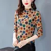 Women's T Shirts Vintage Women Fleece Slim T-shirt Autumn Winter Half High Neck Long Sleeve Korean Female Clothing Fashion Pullover Casual