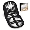 Dinnerware Sets Stainless Steel Outdoor Cutlery Set 10-24pcs Travel Camping Kitchen Utensils