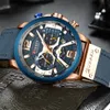 Armbandsur Curren Casual Sport Watches For Men Top Brand Luxury Military Leather Wrist Watch Man Clock Fashion Chronograph Wristwatch 230815