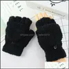 Fingerless Handskar Flip Cover Type Glove Multi Pure Colors Plysch Sticking Exponge Fingers Winter Outside Keep Warm Womens Mitts 3 8lc L2 DHKNS