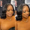 220%density Body Wave Lace Front Human Hair Bob Wigs 4x4 Closure Short Bob Wig 12 Inch Water Wave Lace Frontal Wig Pre Plucked