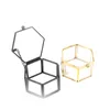 Cajas de almacenamiento Jewellry Organizer Soportop Contiene Hexagon Hexagon Caja de anillo de vidrio transparente Boda Geométrica Clear