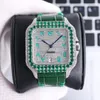 TWF tw0009 M8215 Automatic Mens Watch 40MM Green Iced Out Big Diamond Bezel Paved Diamonds Dial Markers Leather Strap Super Edition eternity Watches