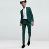 Classy Green Slip Fit Mens Sust Abita Due pezzi Sciallio Stupia per matrimoni per uomini Giacca e pantaloni da blazer smoking1259s1259