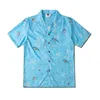 Mäns casual skjortor sommartrend lapel djur kort ärmskjorta för män retro blus blå hawaiian camisa maskulina eu storlek