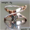 With Side Stones Women Luxury Butterfly Shaped Finger Rings Korean Version Rose Gold Color Twist Knucle Ring Jewelry Drop Delivery Dhjjz