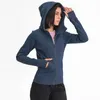 2023 lu-02 Women Yoga Outfit Sports Jacket Stand-up Collar Half Zipper Long Sleeve Tight Yogas Shirt Gym Thumb Athtic Coat Gym Clothing