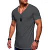 Camicie da uomo 2023 Abbigliamento transfrontaliero T-shirt Trinetto europeo e americano Tineta a V Solido T-shi