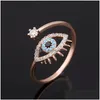 Com pedras laterais Lucky Turkish Blue Evil Eye Anings SDE Abertura de dedos ajustável Anel de casamento para mulheres Jóias da moda Drop de dha94