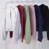 SCUBA Nya mode toppsäljande designer kvinnors hoodie pullover tröjor halv blixtlåsskörd fodrad krage zip upp hoodies beskurna långa ärm toppar