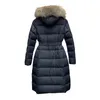 Womens Down Jacket Designer Winter Jackets Long Coats Real raccoon hair collar Warm Fashion Parkas With Belt Lady cotton Coat Outerwear Big Pocket