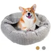 Canelas de canis Benepaw aconchegante cama de cachorro com capuz com penduramento órtepédico redondo de donut de estimação Ansiedade Ansiedade calmante calmável