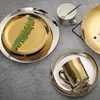 Platos de vajilla juego de cochina taza de café bandeja de cerámica vajilla plato de pastel dorado postre de agua lujo regalo de Navidad