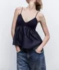 Kvinnors tankar Summer Dark Blue Halter Top Sexig utanför axeln Camisole Holiday Beach Strap Tops