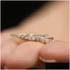 Mit Seitensteinen zierlich 18K Gold plattiert drei Lünffel -Set Diamond Ring Stapel für Frauen Drop Lieferung Schmuck Dhu7z