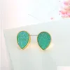 Stud American European Fashion Dames Simple Gold Ploated Watdrop Drusy Earring 15mm Handgemaakte Druzy Trendy Jewelry Resin Stone Drop Dhav2