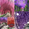 装飾的な花12pcs wisteria人工弦シルクフラワーハンディングリースパーティーガーデンバックグラウンドホームウェディングデコレーションフェイクガーランド