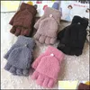 Fingerless Handskar Flip Cover Type Glove Multi Pure Colors Plysch Sticking Exponge Fingers Winter Outside Keep Warm Womens Mitts 3 8lc L2 DHKNS