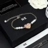 Schmuck klassische Mode für Frauen Luxus Charme Armband Perlen Herzbänder rosa Strasssteine ​​Modetrendarmbänder Doppel Emaille Geschenke schön