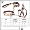 Dog Collars Leashes Collar And Set Classic Plaid Pet Leash Step In Harness Soft Adjustable Leather Designer Pets Colla Drop Delive Dhvpu