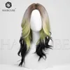 Haircube Wind Split Three Color Gradient Long Curly Hair Wigs for Women 230816