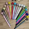 Pens Diamond Ballpoint بالجملة الصغيرة الكريستالية كرات المعادن المعدنية هدية الطالب المستلزمات المكتبية التوقيع القلم 12 ألوان Th1070