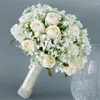 Fiori di nozze Bride Little Rose Flower Artificiale Bouquet rosa bianco per la casa decorativa decorativa per feste decorative