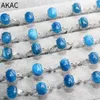 Anéis de casamento 3rings 5rings Akac Aprox8*10mm azul natural Apatite Anel de cobre branco ajustável por atacado Envie aleatoriamente 230815