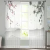 Curtain Plum Blossom Branch Ink Bedroom Tulle Curtains Hotel Home Decor Sheer Curtains for Living Room Chiffon Printed Drapes R230816